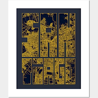 Santiago, Chile City Map Typography - Gold Art Deco Posters and Art